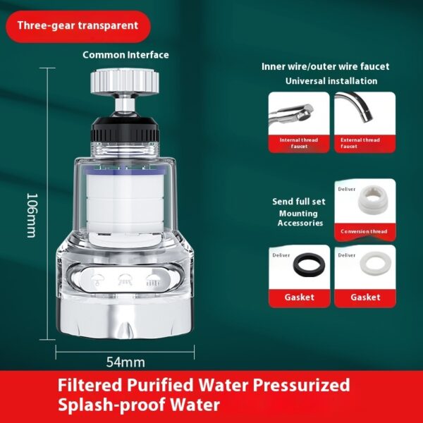 Faucet Filter Splash-proof Tap Water Nozzle Kitchen - Image 4